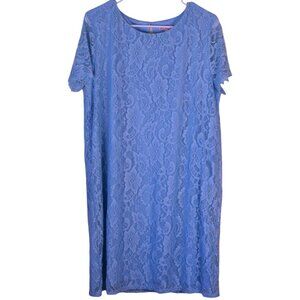 Juicy Couture Women's Lace Eyelet Aqua Shift Dress Luxury Feminine Classy - XL